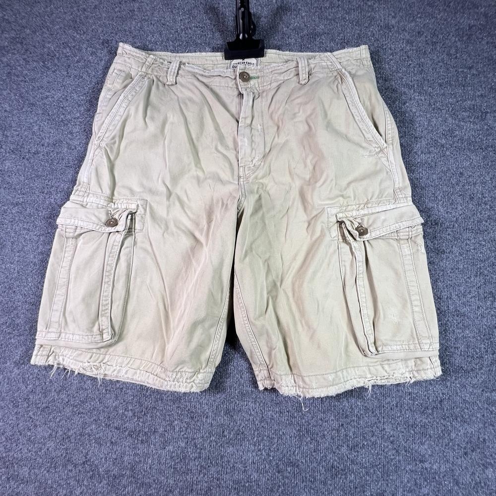 Vintage American Eagle Outfitters Cargo Shorts Men's 36 Beige Cotton Utility